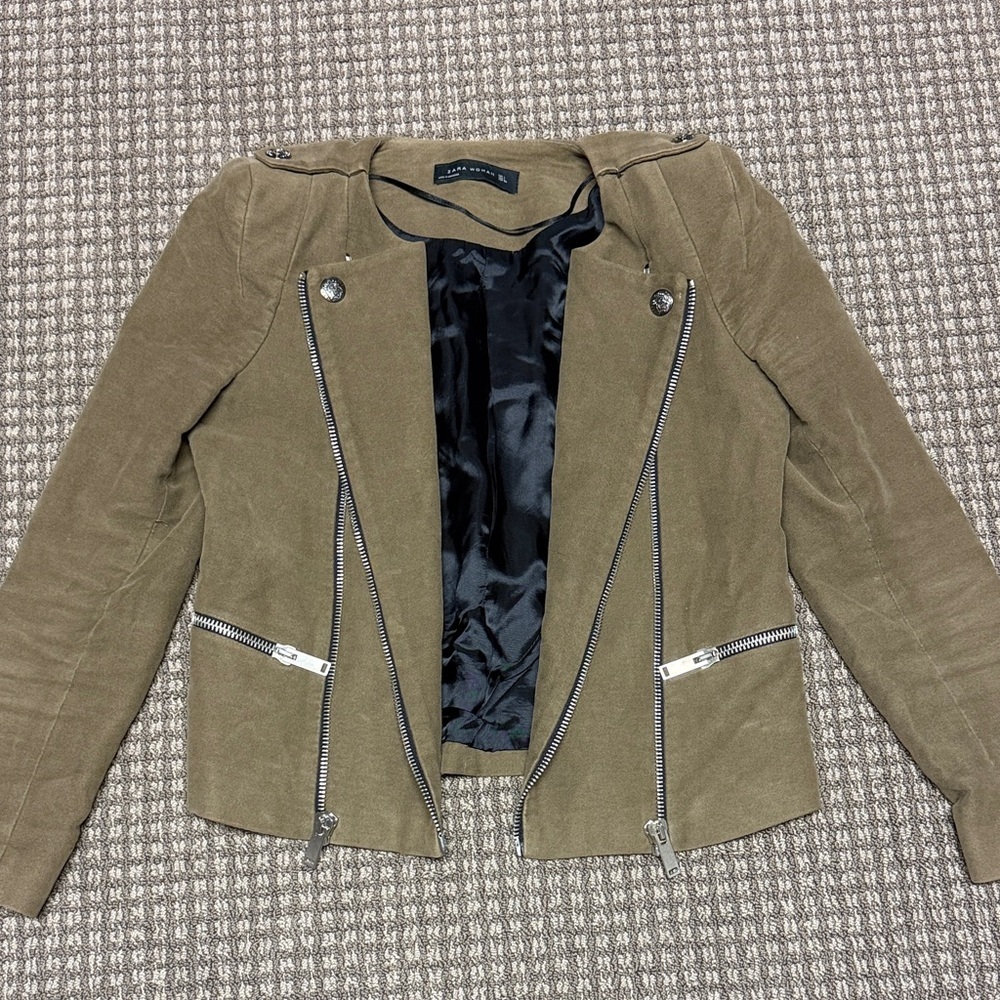 Zara Woman Khaki Blazer Sz L